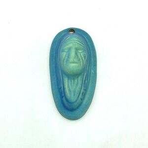 Van Briggle Pottery Spirit Face Hanging Plaque Blue Matte Glaze Colorado Springs